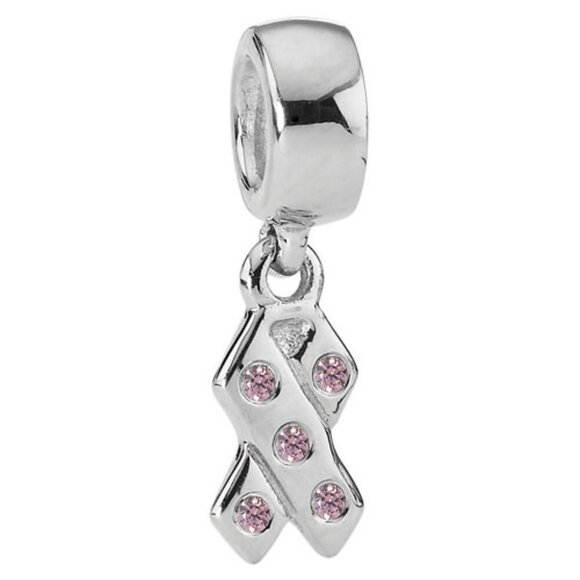 Pandora Retired Breast Cancer Awareness Pink Sterling Silver Dangle Charm - Picture 1 of 4
